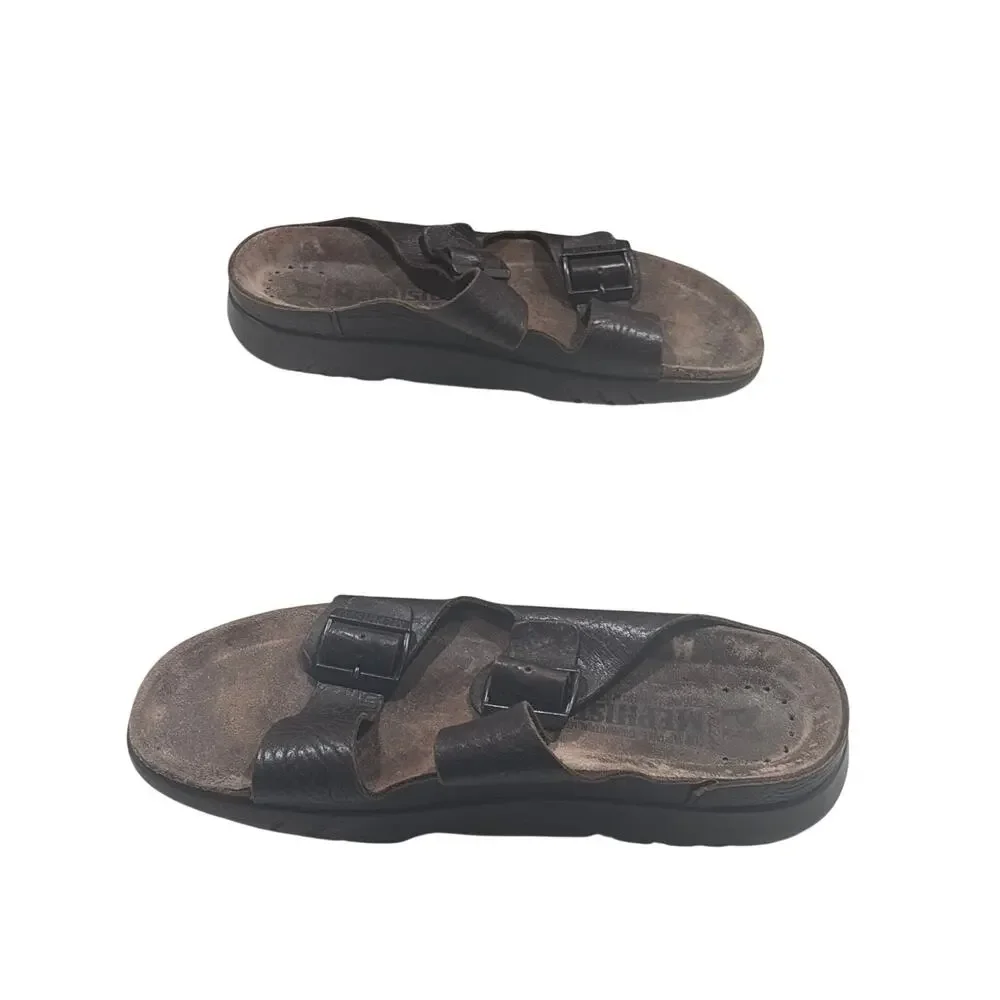 Mephisto Men's Zonder Dark Brown Buffalo 451 Buckle Strap Flat  Sandals Eur 44